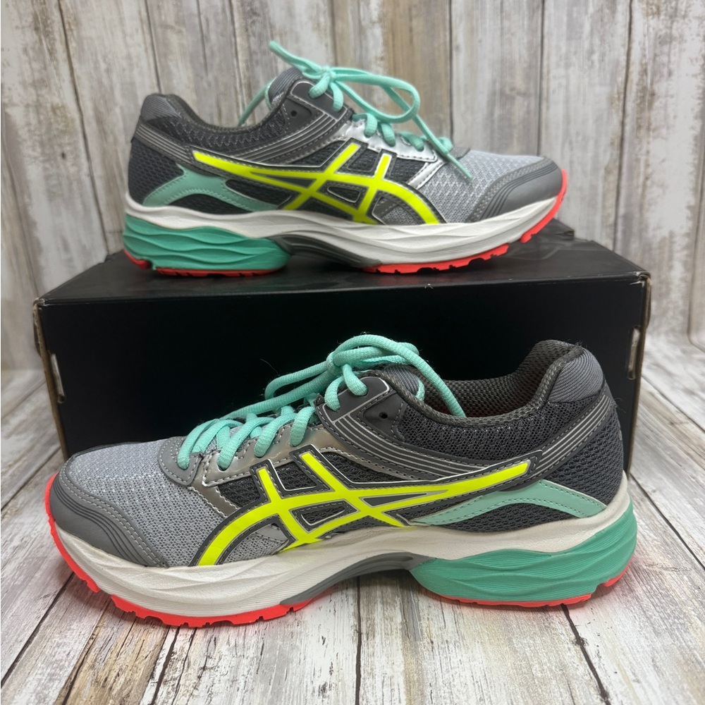 Asics Women Gel-Pulse 7 T5F6Q Gray Yellow Mint Running Sneakers Size 7 - Picture 2 of 9